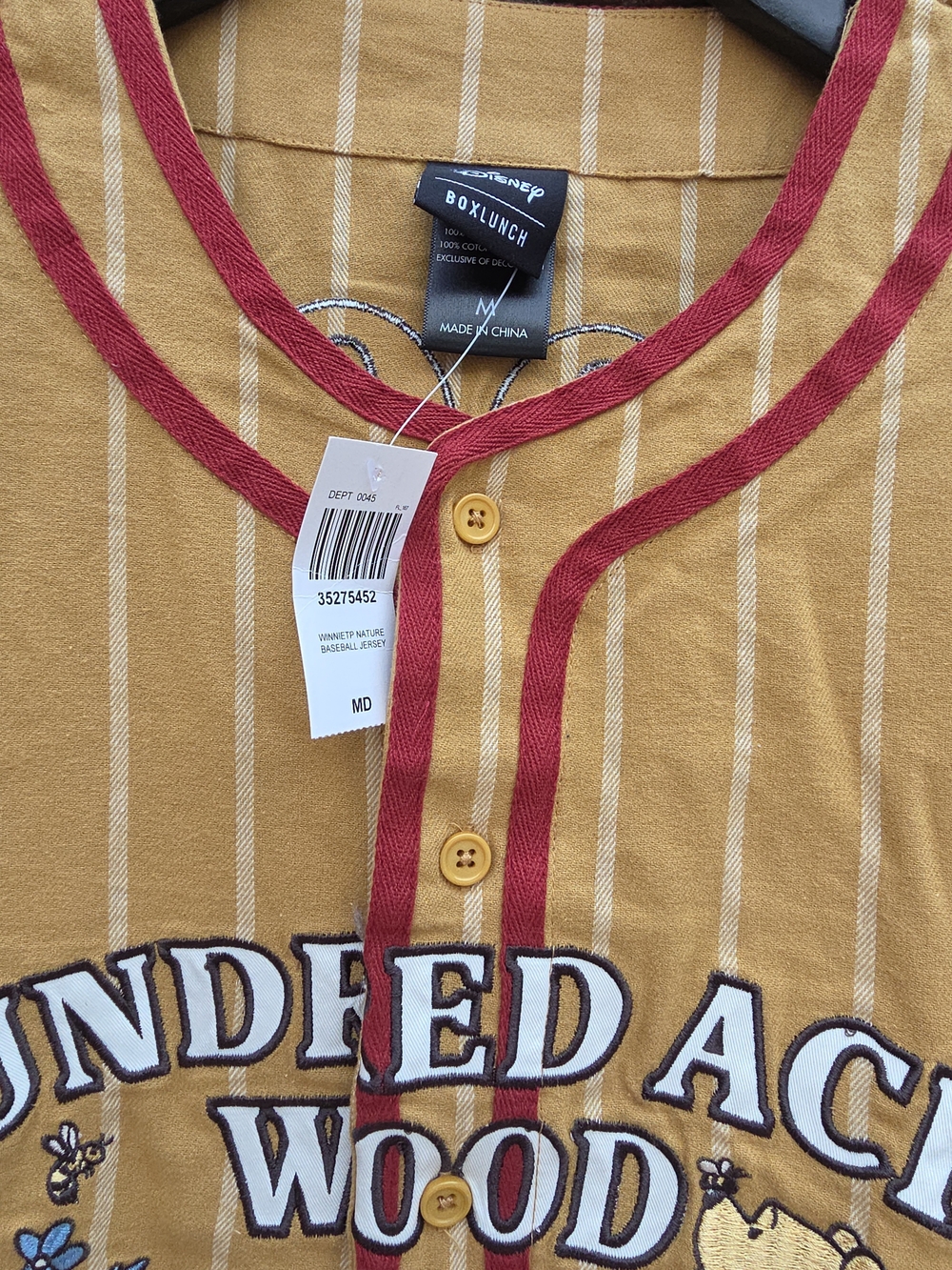 Disney Winnie The Pooh Hundred Acre Wood Baseball Jersey Unisex M NWT (A) - Picture 2 of 5